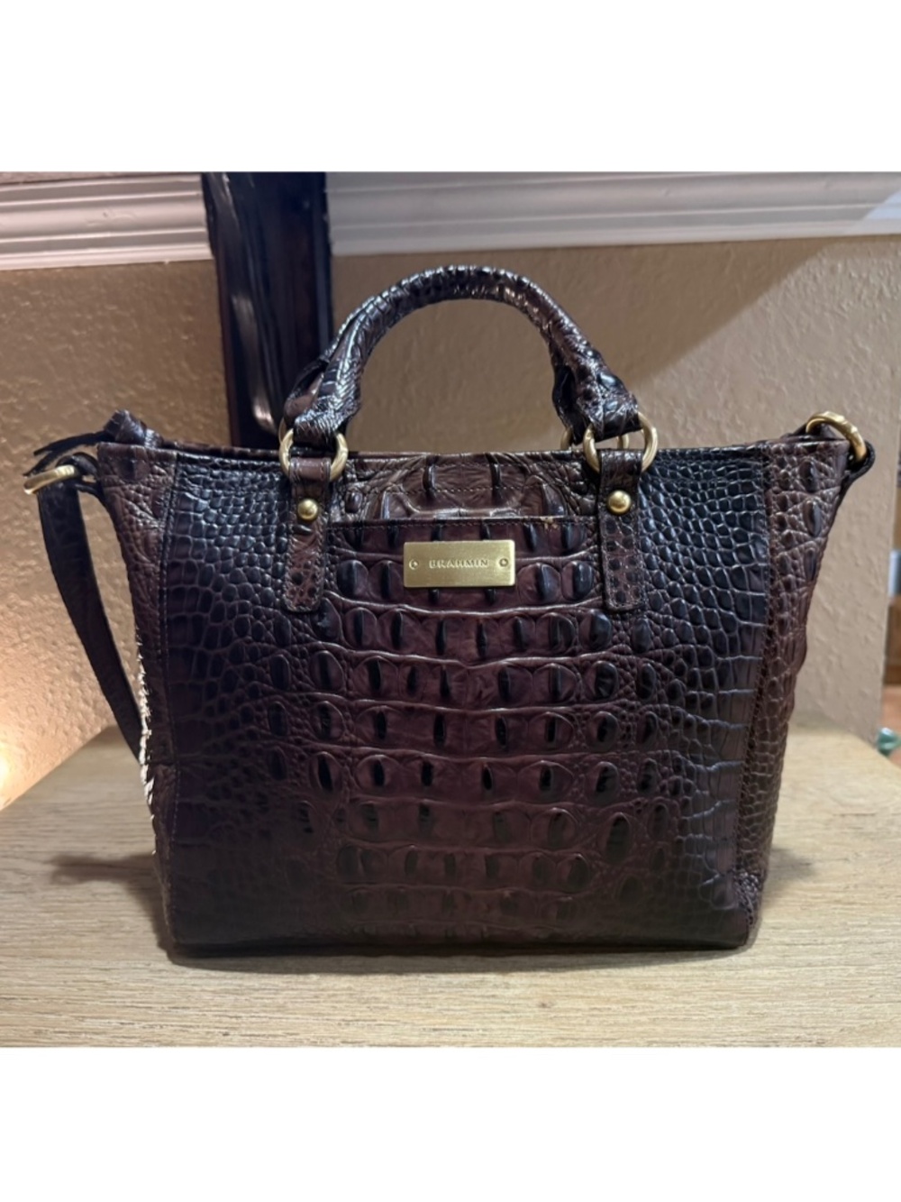 BRAHMIN Mini Arno Tote in Deep Brown